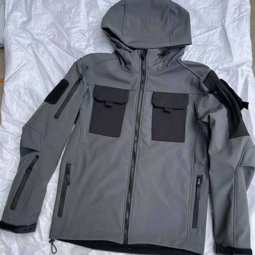 Tactical Jackets Men Military Soft Shell Waterproof Windproof Hooded Jacket Outdoor Functional Uniforms Multi-Pockets