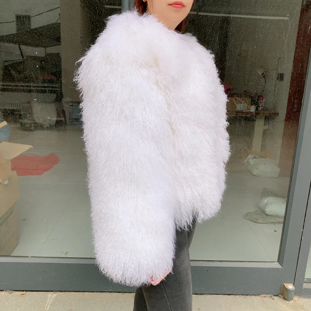 Womens real Mongolian sheepskin coat winter fashion trend curly fur 251014