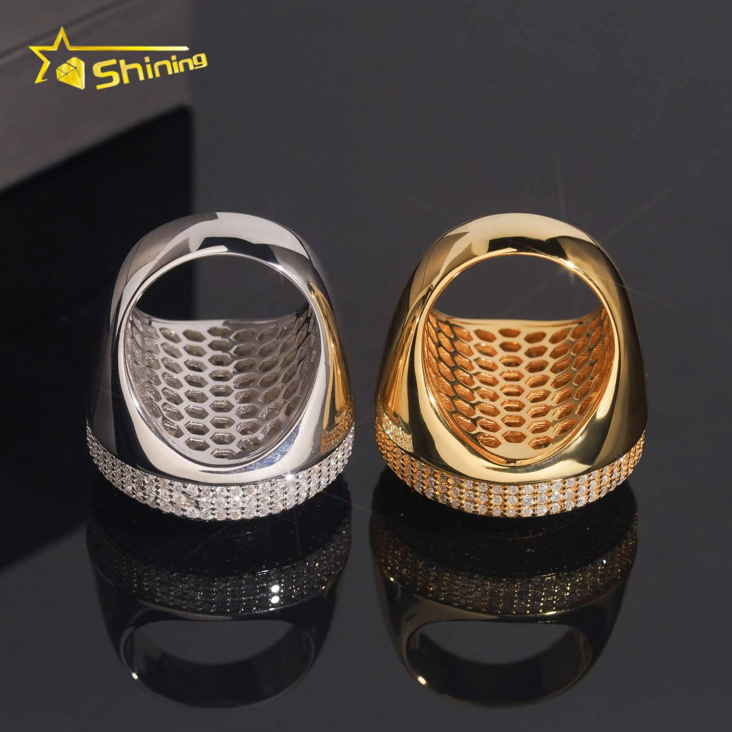 Fine Jewelry Hip Hop Style Iced Out GRA Certificated 925 Sterling Silver Moissanite Men Ring