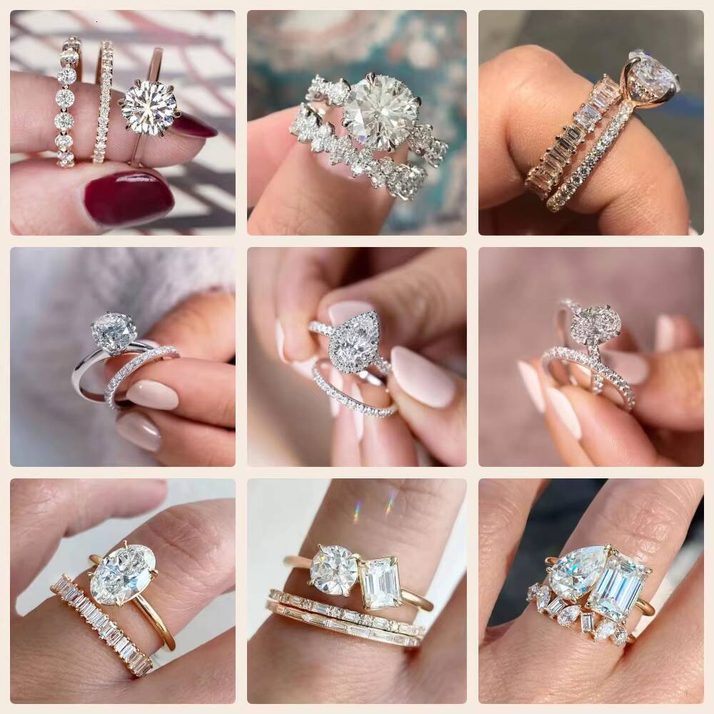 Women Jewelry Trendy Style Wedding Ring Pear Cut Halo 2CT S92510K Solid Gold Moissanite Ring Engagement