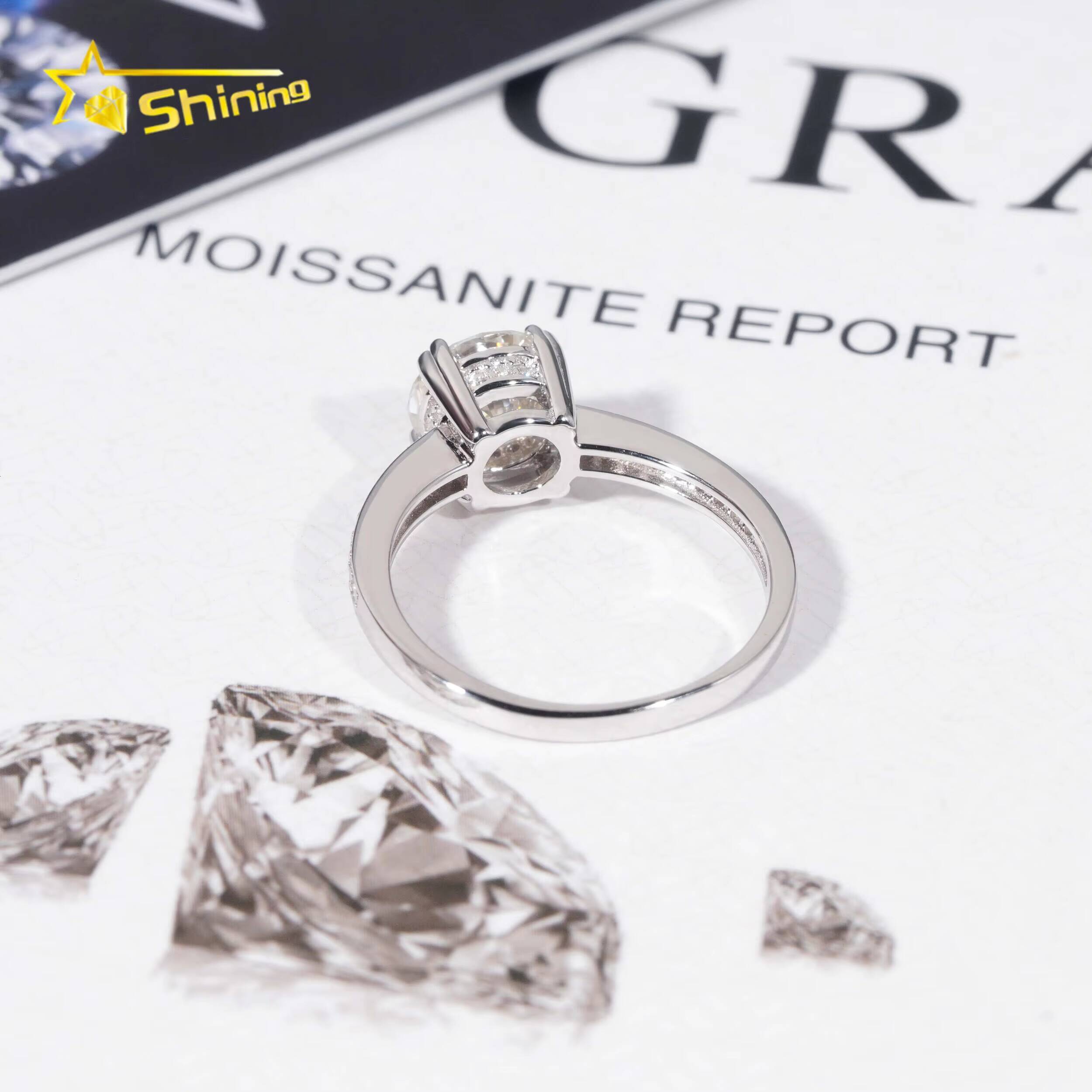 Wholesale 925 Sterling Silver Vvs Diamond Engagement Rings Women Brilliant Cut 75mm Gold Ring Women Rings Moissanite