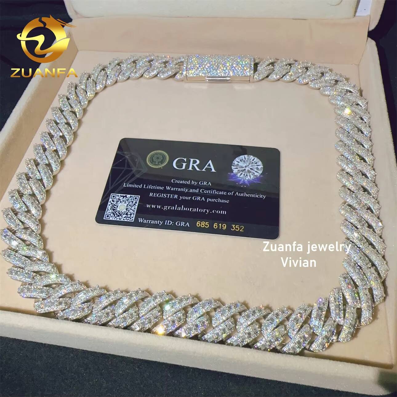 Cuban Link Moissanite 18mm Sterling Silver 925 VVS Moissanite Diamond Iced Out Hip Hop Cuban Link Chain Necklace