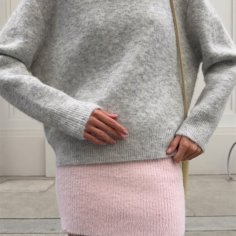 Hirsionsan Basic O Neck Basic Sleeve Sweater Women 2025 Oversized Short Knitted Wool Pullover Female Casual Thick Warm Soft Tops 251027