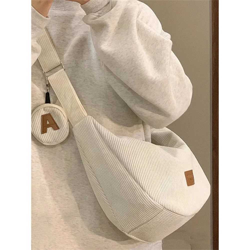 Large Capacity Corduroy Shoulder Crossbody Bag Women Leisure Armpit Bag Solid Color Versatile Dumpling Bag Fashion Messenger BagW251028