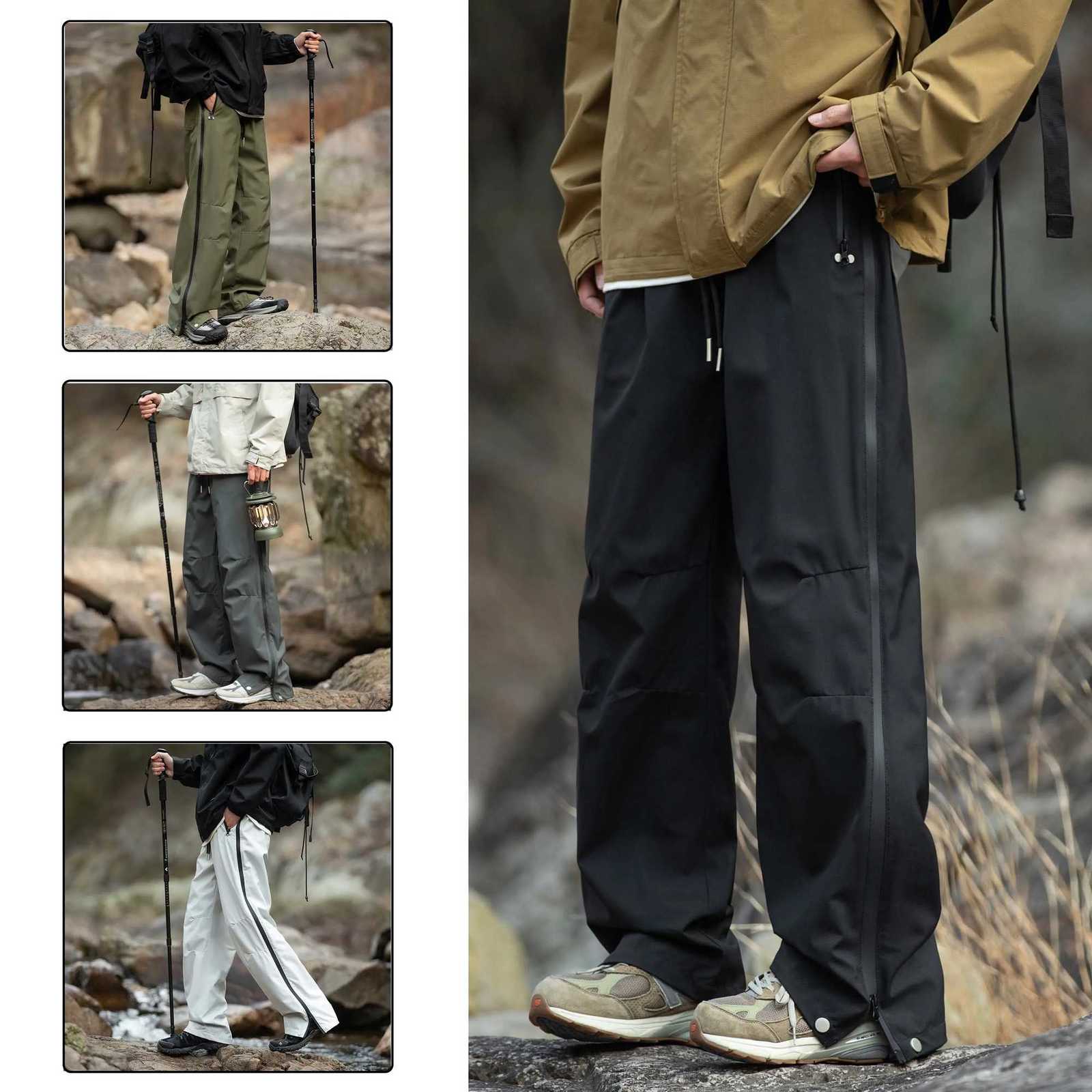Men Waterproof Straight Side Zipper Cargo Pants Outdoor Windproof Hiking Pants American Sty Trendy Trip Dense Straightg Y251028