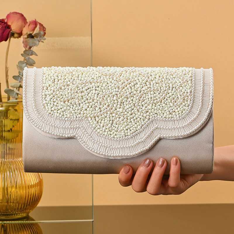 Handmade Golden Embroidery White Pearl Shoulder Hand Bag for Women Girls Wedding Party Clutch Evening Bag H251027