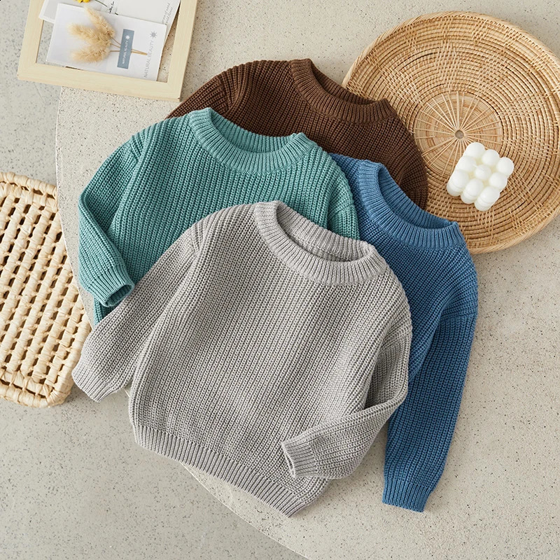 Suefunskry born Baby Girl Boy Knitted Long Sleeve Autumn Winter Sweater Solid Loose Pullover Casual Tops Kids Clothes 3M5Y 251027