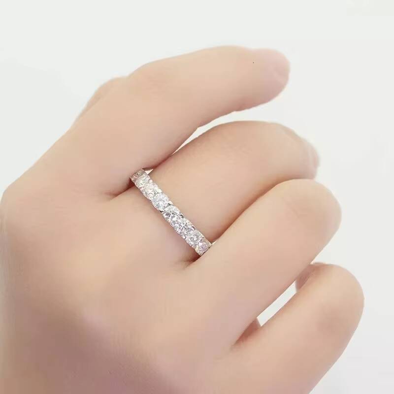 14k Solid White Gold 3mm Moissanite Eternity Band Rings