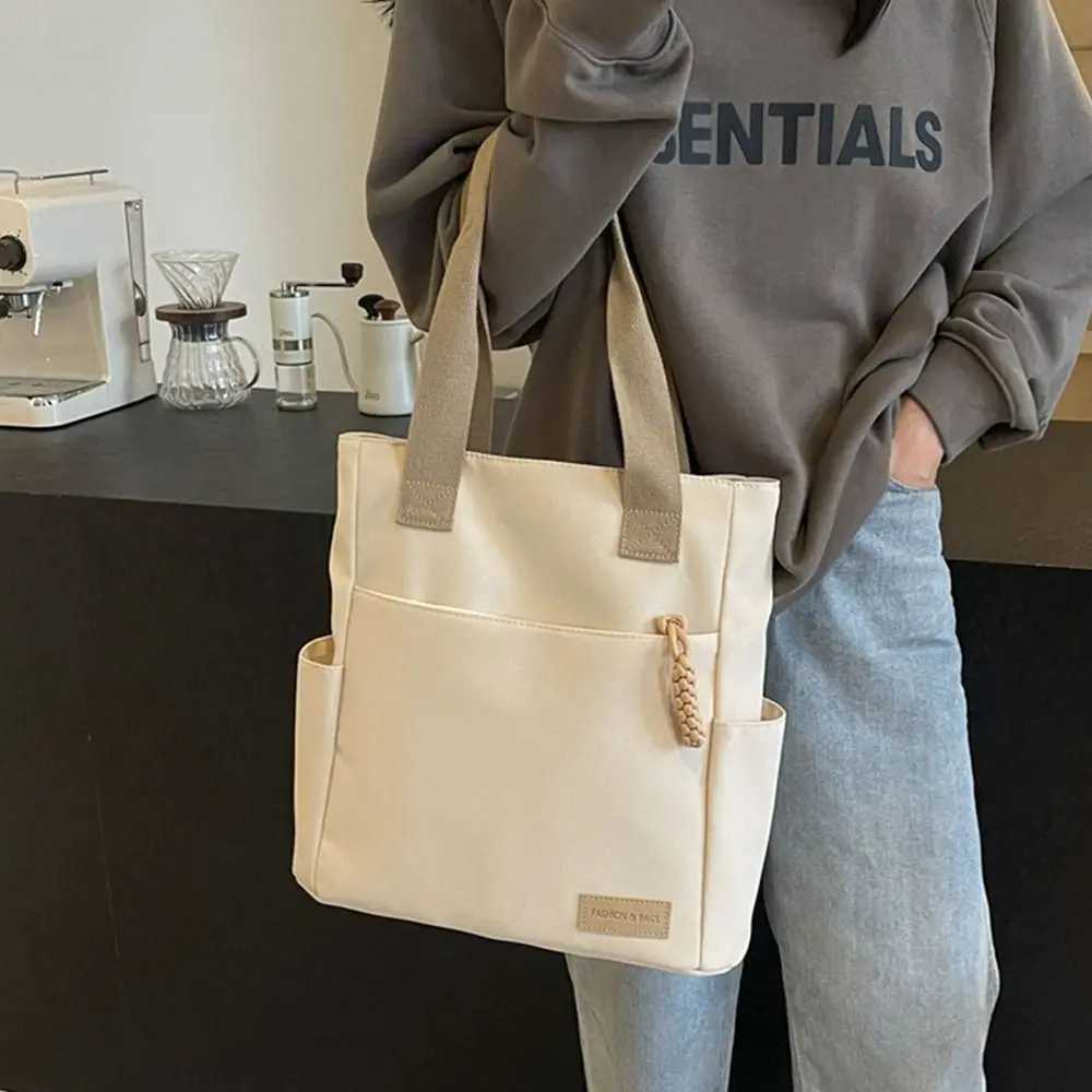Large Capacity Lightweight Canvas Bag New Waterproof Solid Color Tote Bags Canvas Handbag Shoulder Bag for Work School TravelW251028
