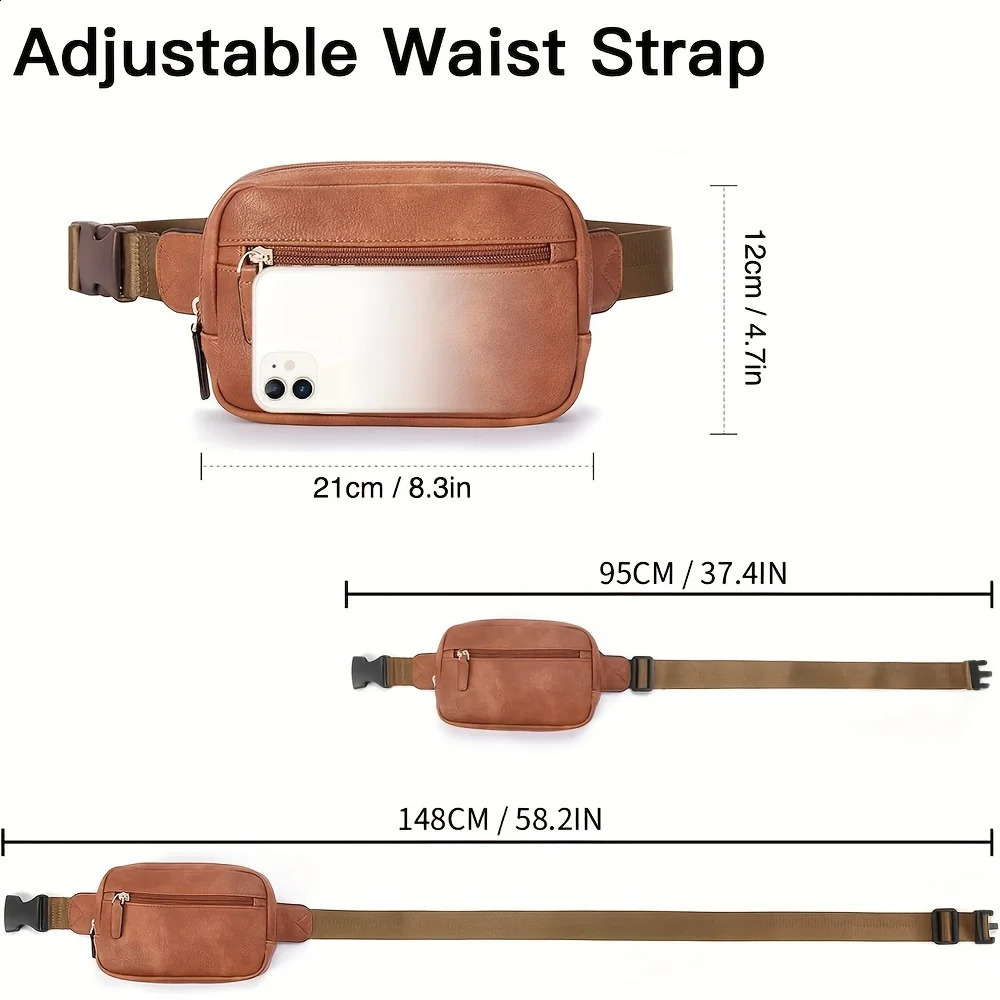 PU Leather Waist Bag Adjustable Crossbody Fanny Pack Waterproof Lightweight Belt Bag for Travel Sports 3 Colors 251023