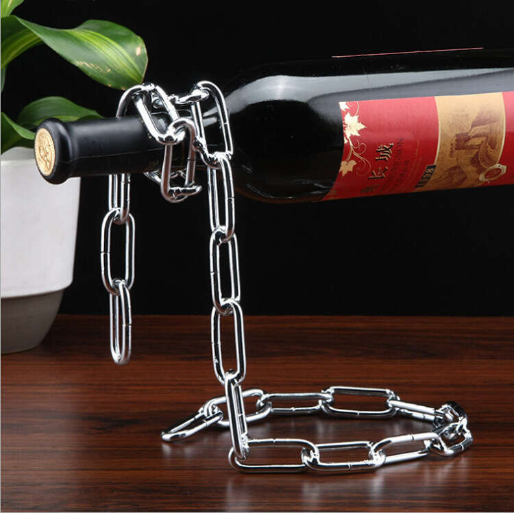 Unique Fashion Red Bottle Holder European Style Creative Floating Iron Art Rope Wine Rack Ornament