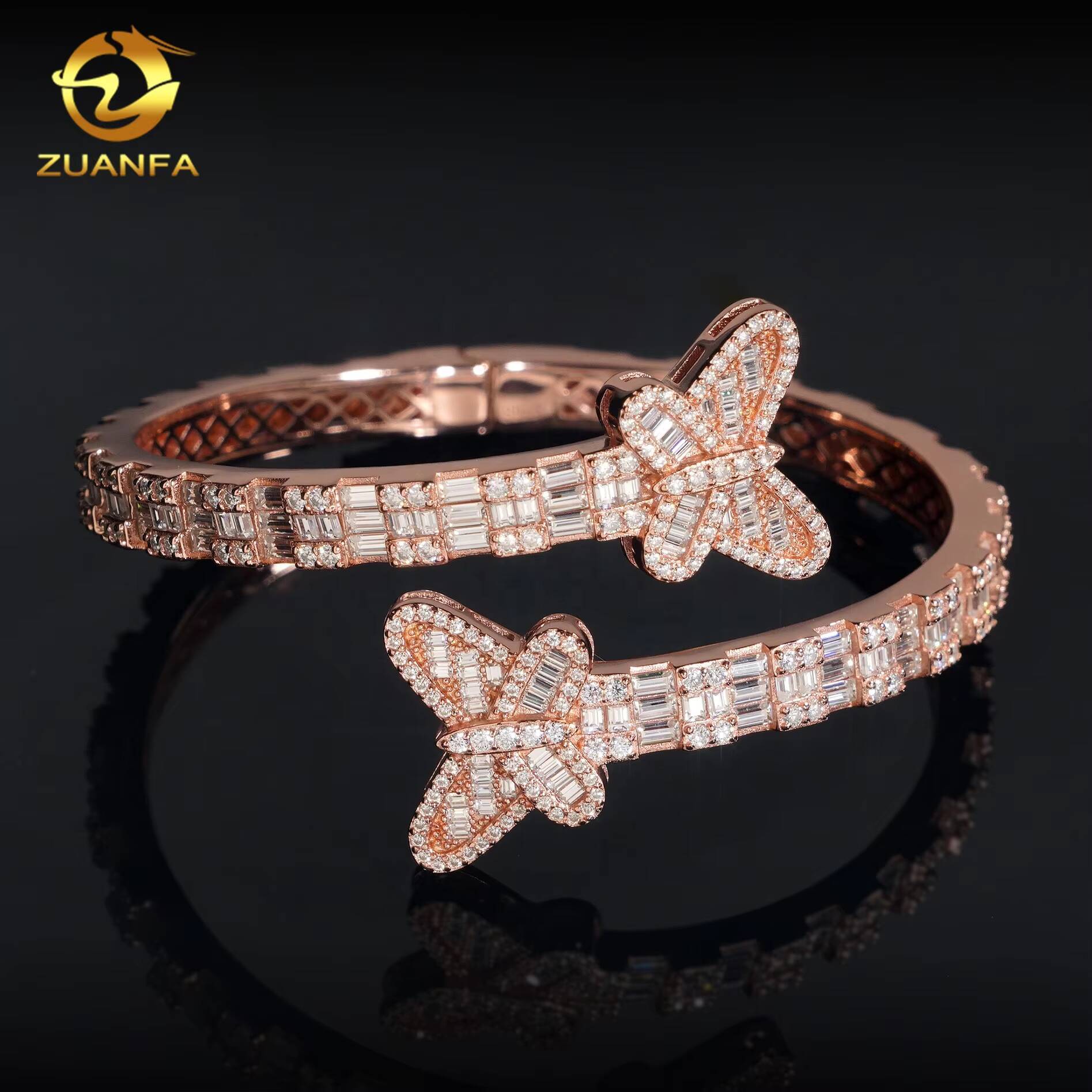 Iced Out Sterling Silver 925 Hip Hop Jewelry VVS Moissanite Diamond Bracelet Bangle Men