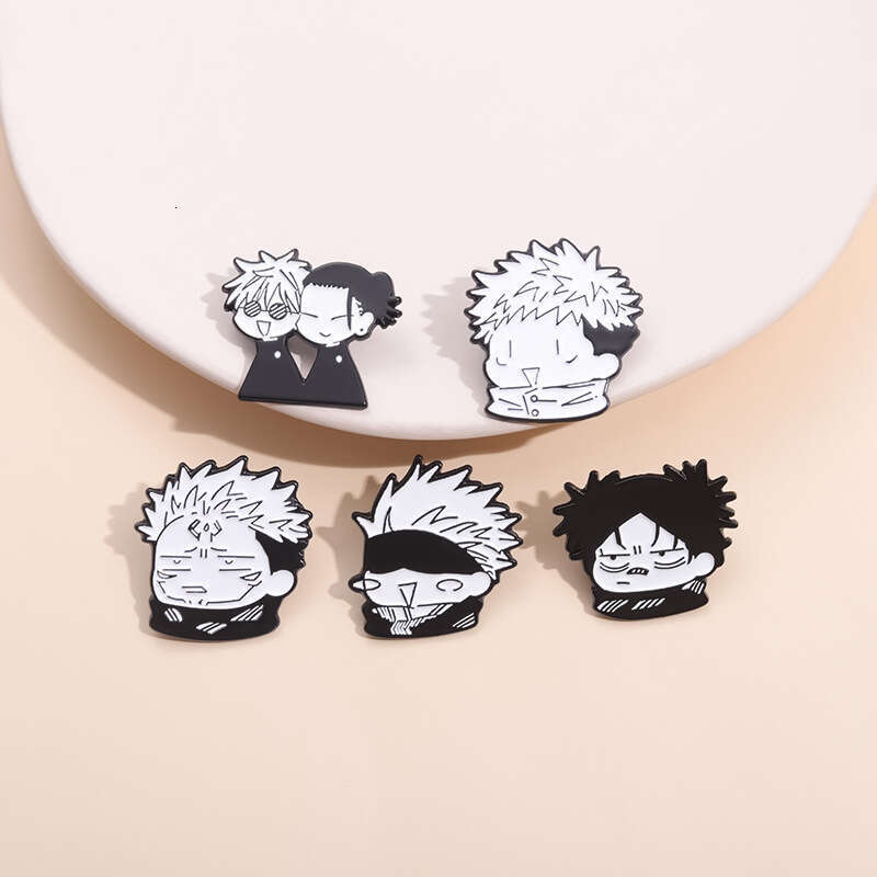 Spell 2 Black and White Style Monster Anime Cartoon Character Peripheral Brooch Clothing Accessories Lapel Pin Badge Metal