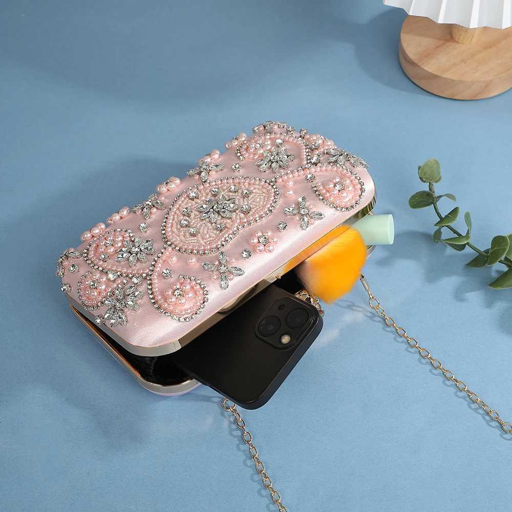 New designer gift wedding party bag Pink Embroidered rhinestone party cute evening handbags ladies clutch bag for women H251027