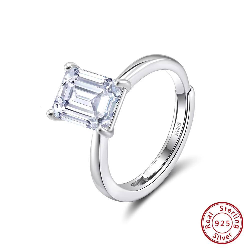 Rinntin LZR41 1ct 2ct 3ct 4ct Princess Cut FourClaw Setting Very Flashing 8A Cubic Zirconia 925 Sterling Silver Engagement Ring