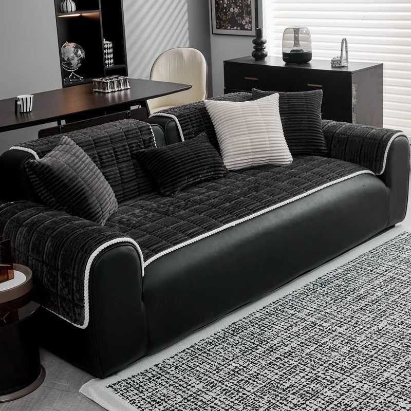 1pc Solid Color Soft Thicken Plush Sofa Towel Warm Winter Sofa Cover Antislip Dustproof Couch Covers for Living Room Home C251028