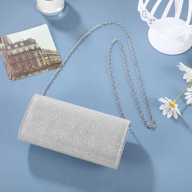 Female Shiny Evening Clutch Bag Square Shape Wedding Party Handbag with Bling Chain Underarm Phone Package H251027