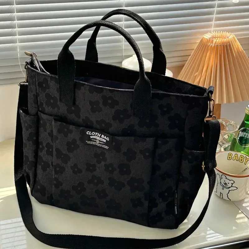 3D Floral Design Tote Bag Thickened Zipper Multifunctional Canvas Bag Student Computer Handbag Shoulder Crossbody School BagW251028