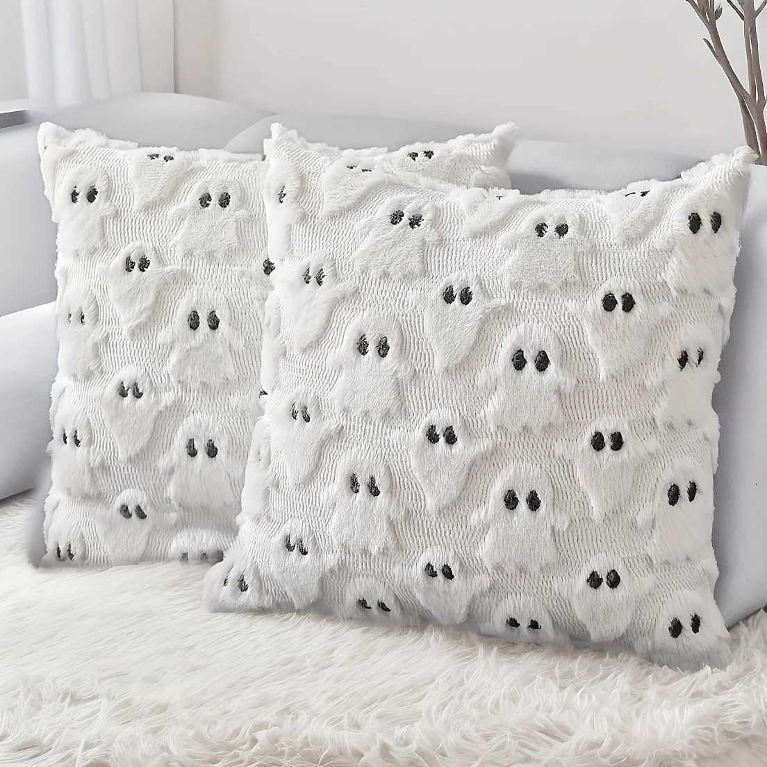 Pillow Case 12pcs Halloween Plush Cover Pumpkin Ghost Pattern Cushion Case Festive Decor for Living Room Bedroom Throw Covers C251028
