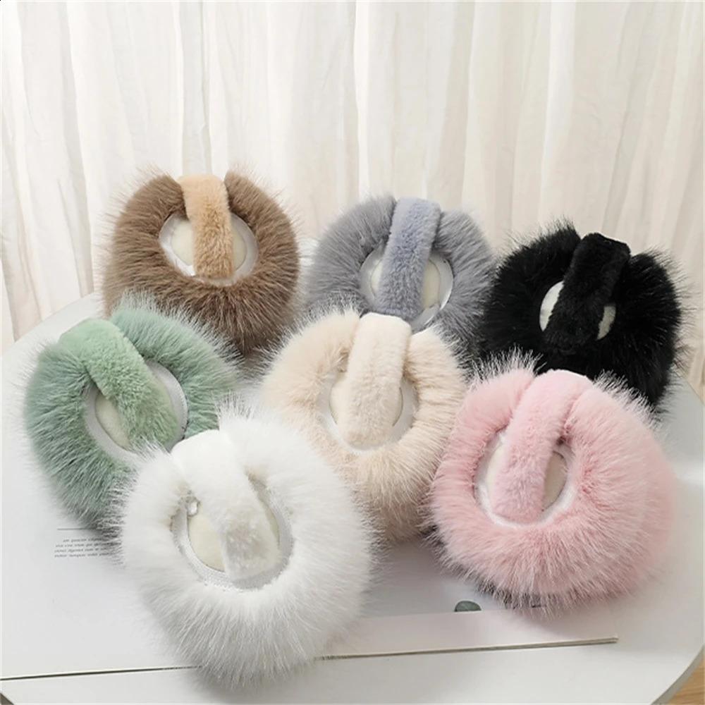 Cute Plush Headphones Style Earmuffs Women Winter Warm Soft Ear Covers Fluffy Outdoor Hair Band Solid Fur Fashion Unisex Earflap 251027