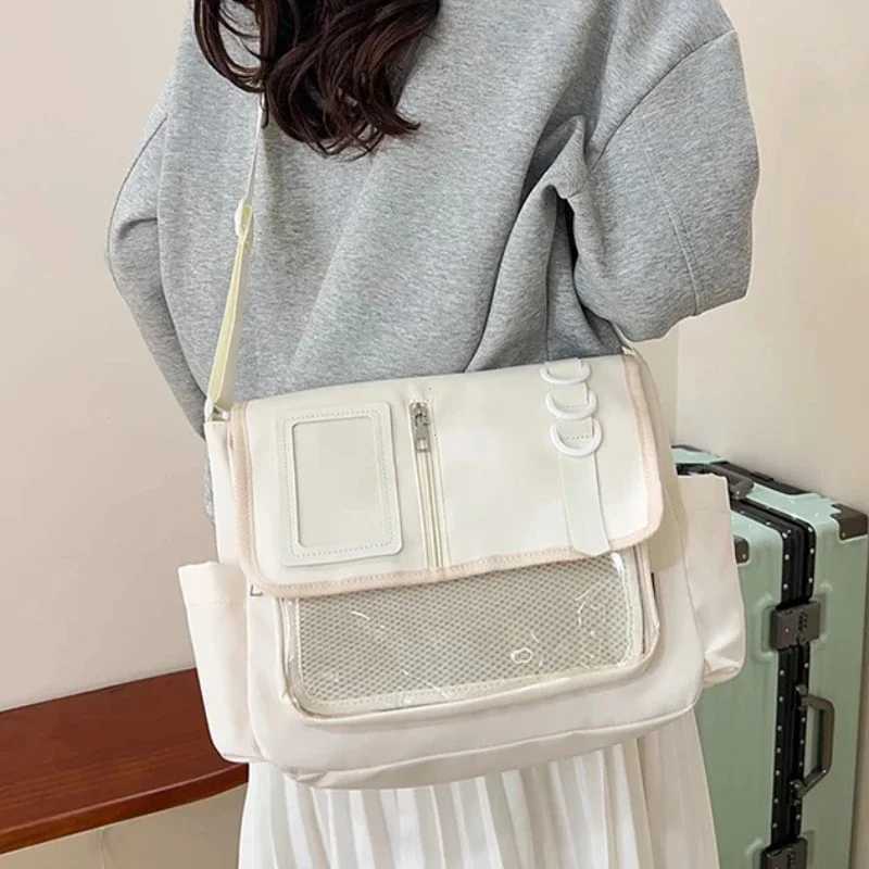 Y2K Japanese Harajuku School Bags for Girls New Transparent Itabag Shoulder Crossbody Bag DIY Badges Display Plate Ita BagW251028