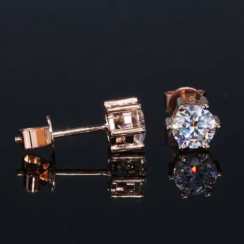 IGI Certificate 18K Gold Jewelry CVD HPHT 05ct Lab Created Diamond 14K Rose Gold Stud Earrings Lab Grown Diamond Earrings