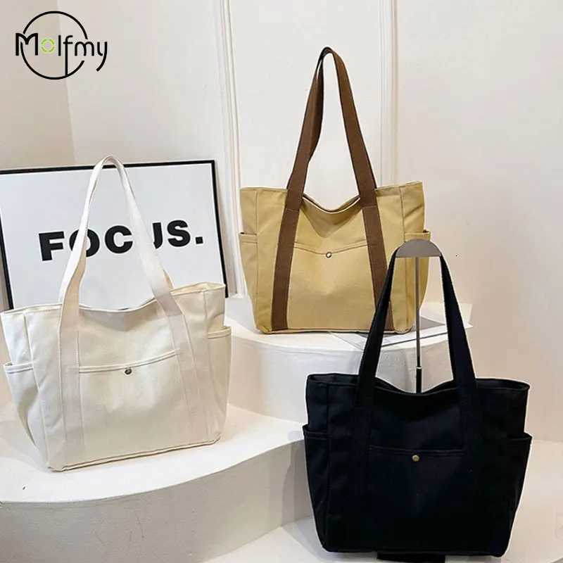 Large Capacity Canvas Tote Bags for Work Commuting Carrying Bag College Style Student Outfit Book Shoulder Bag Shopping Bag 2025W251028