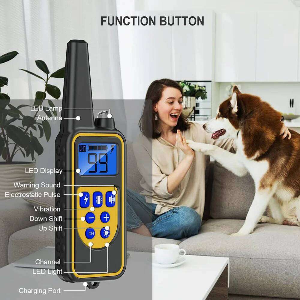 800m Electric Dog Training Detachable Bark Rechargeable Anti Barking Shock Vibration Reflective Collar for All Dogs Pet