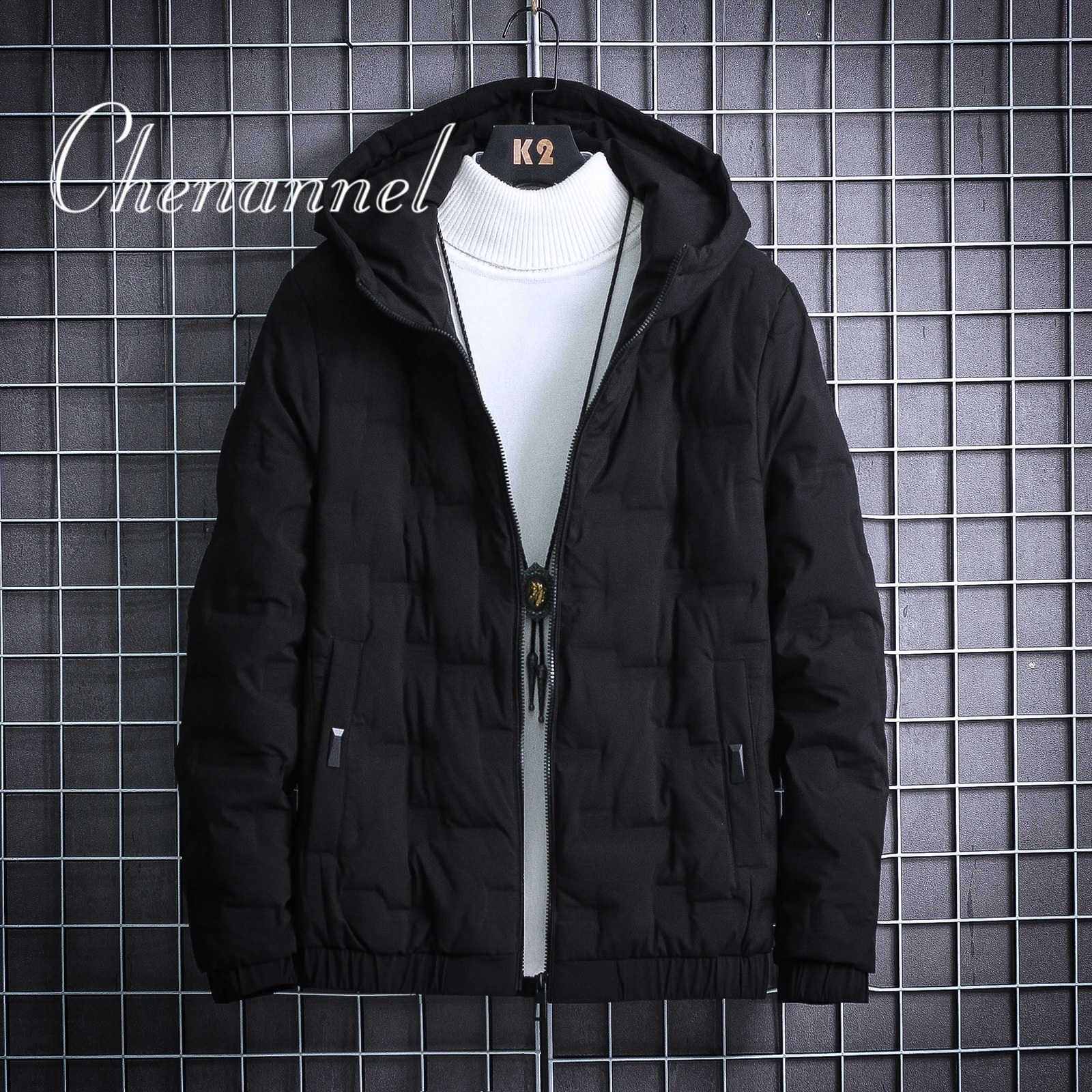 Fashion Men Hiking Down Cotton Jacket Hooded Parkas Zip Pocket Outerwear Casual Padded and Coat Autumn Winter 251027
