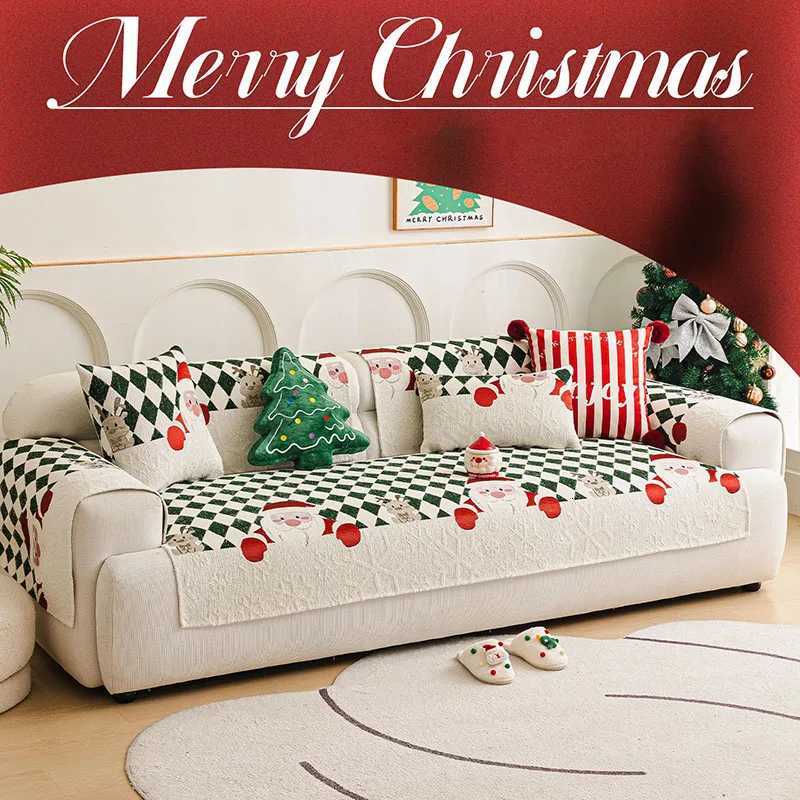 Christmas Thick Checkered Printed Sofa Cushion Comfort NonSlip Couch Covers for Living Room Holiday Atmosphere Home Accessories C251028