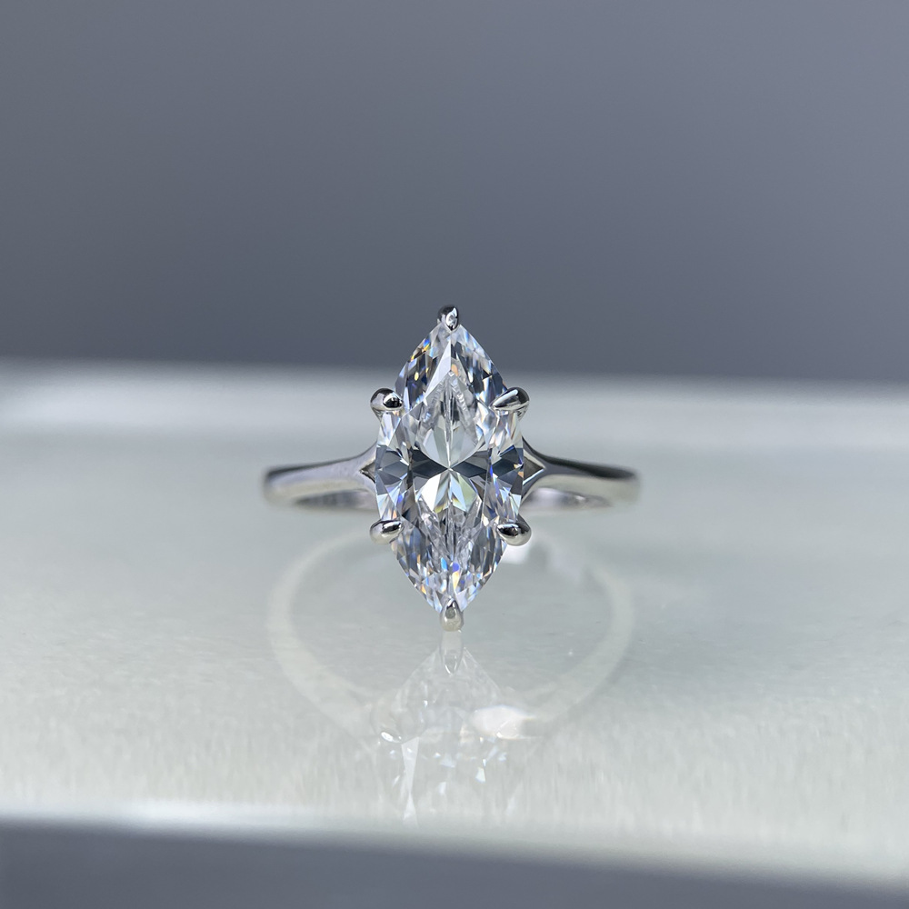 TaiYang GRA 3CT 7x14 Marquise Cut Moissanite Ring for Women, Luxurious 925 Sterling Silver Wedding Engagement Diamond Ring with Moissanite Certificate