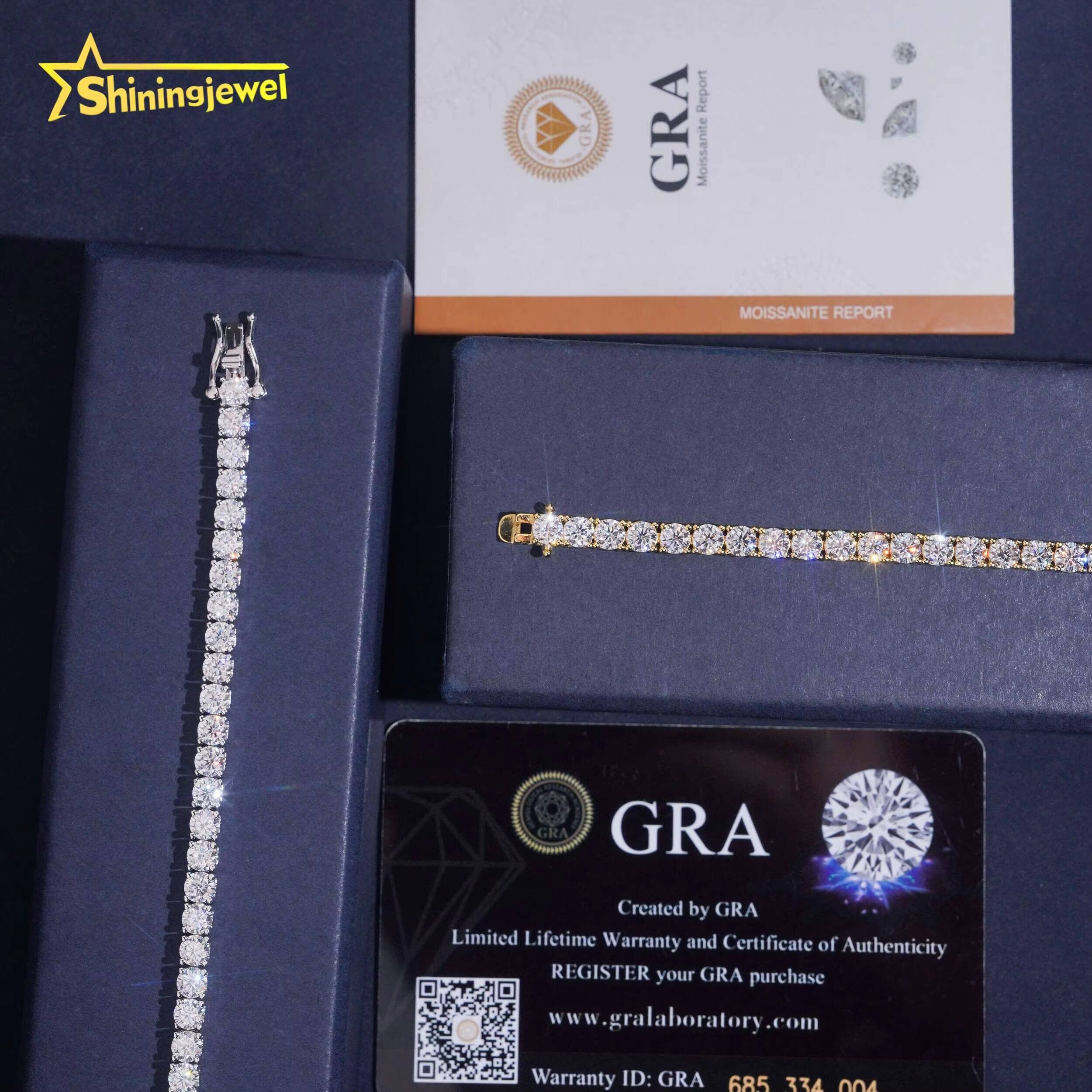 USA Warehouse Fast Delivery Tarrifs Free Pass Diamond Tester 4mm 925 Moissanite Tennis Bracelet Tennis Chain Moissanite