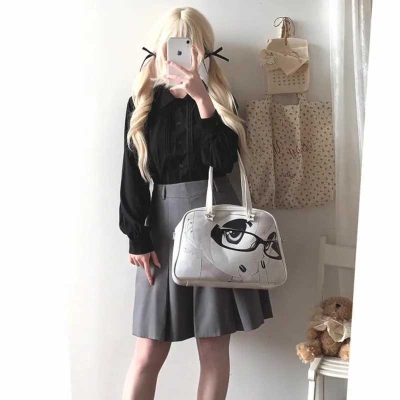2025 New Japanese Anime Y2k Handbag Large Capacity Student Tote Bags PU Jk Uniform Harajuku Shoulder Bags Casual Bags For WomenW251028