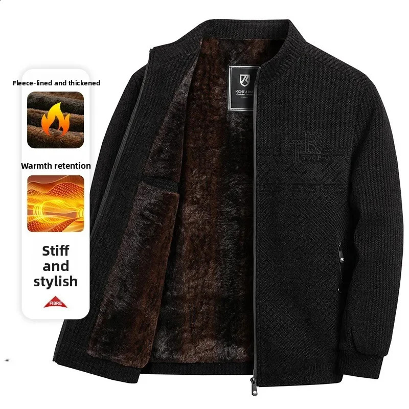 Highquality Winter Extra Warm Jacket Men Fleece Thick Windproof Casual Outwear Regular Comfortable and Versatile Zipper Coat 251027