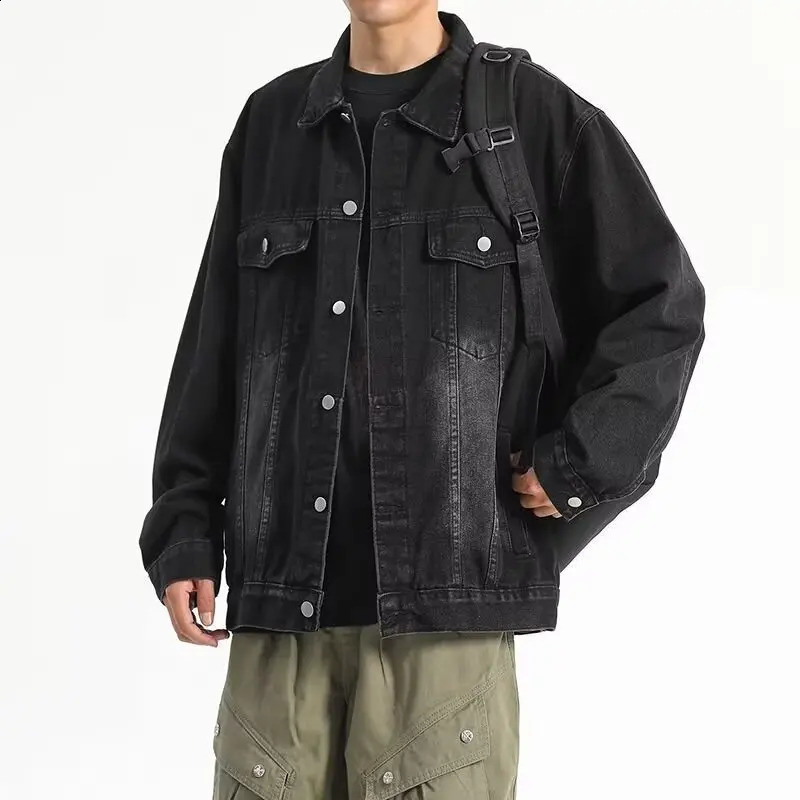 Mens Spring Autumn Button Denim Jacket Casual Youth Turn Down Collar Short Jean Coats Clothing Outwear 251017