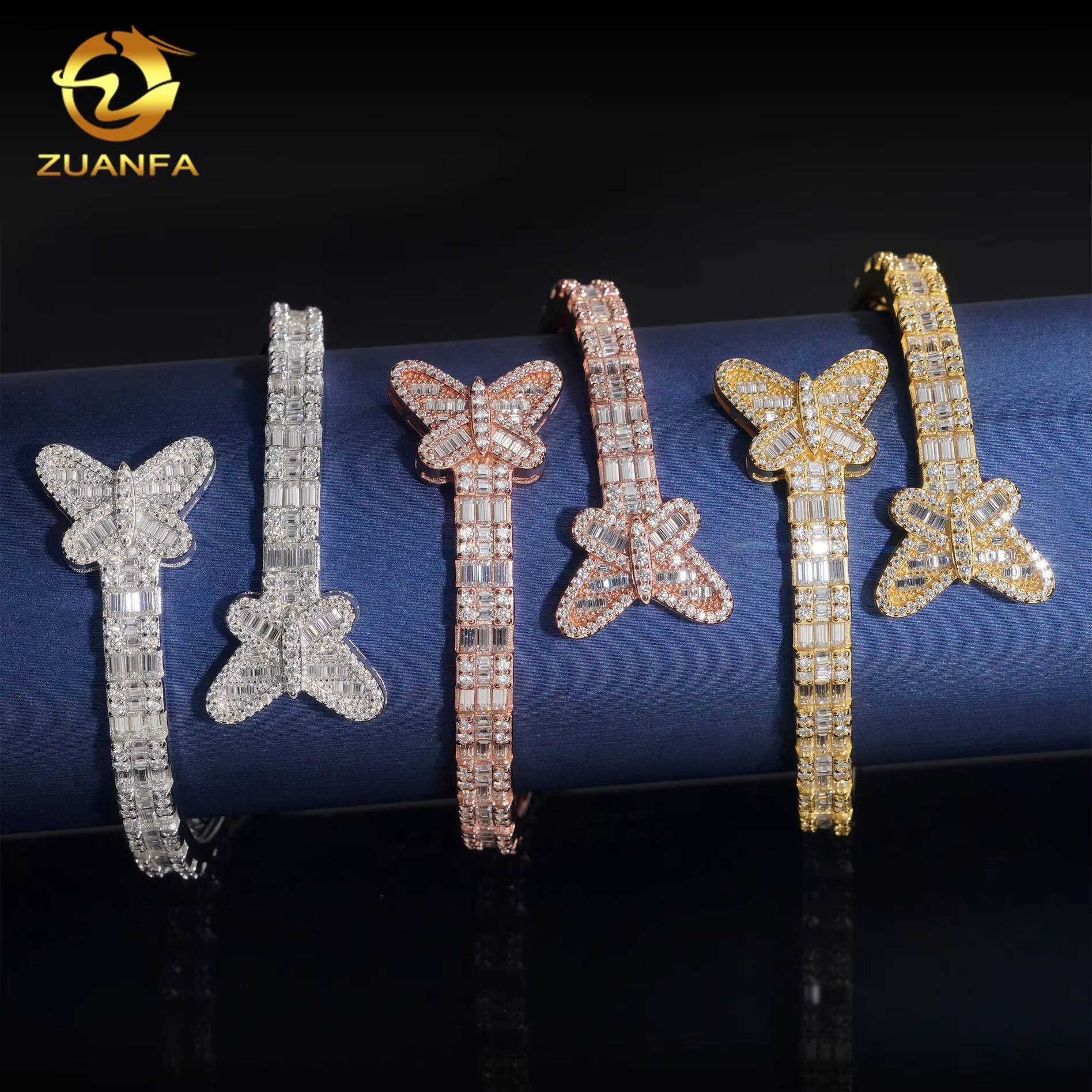 Iced Out Sterling Silver 925 Hip Hop Jewelry VVS Moissanite Diamond Bracelet Bangle Men