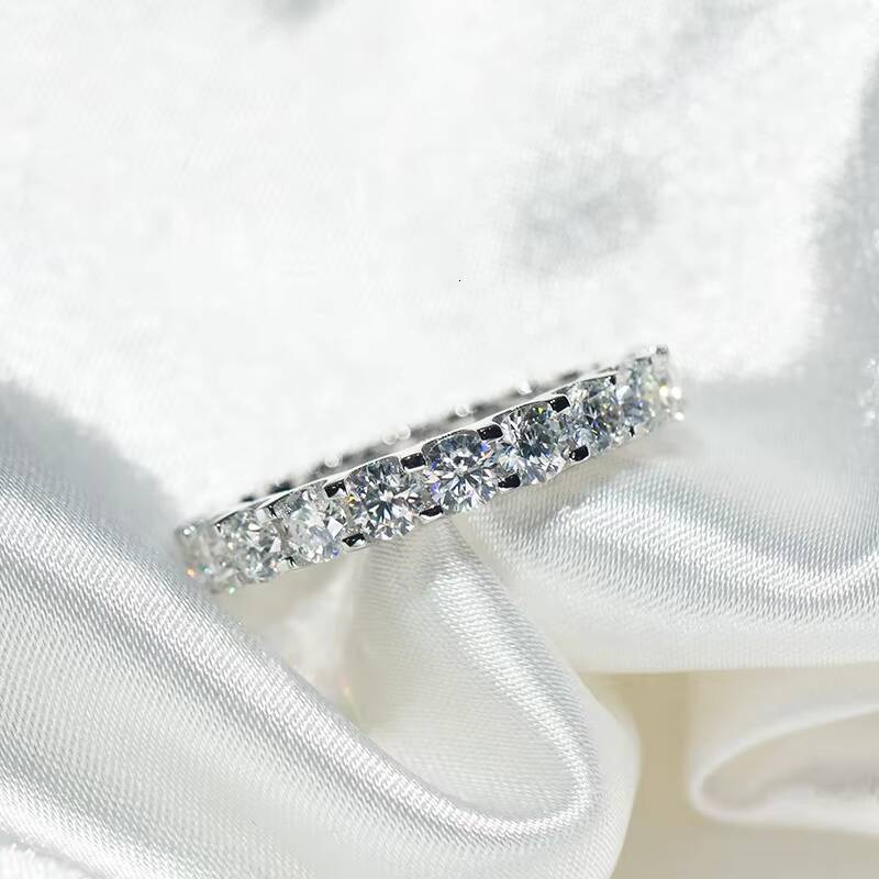 Popular 35mm VVS Moissanite 14K Solid Gold Moissanite Eternity Wedding Band Ring
