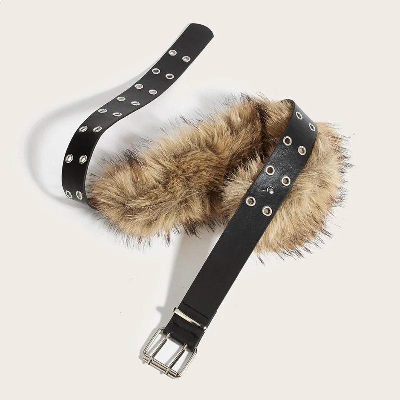er fake Furry Y2k Belt Subculture Autumn Winter Retro Plush Waist Chain Imitation Fur Waist Seal Girl Sexy Belt 251027