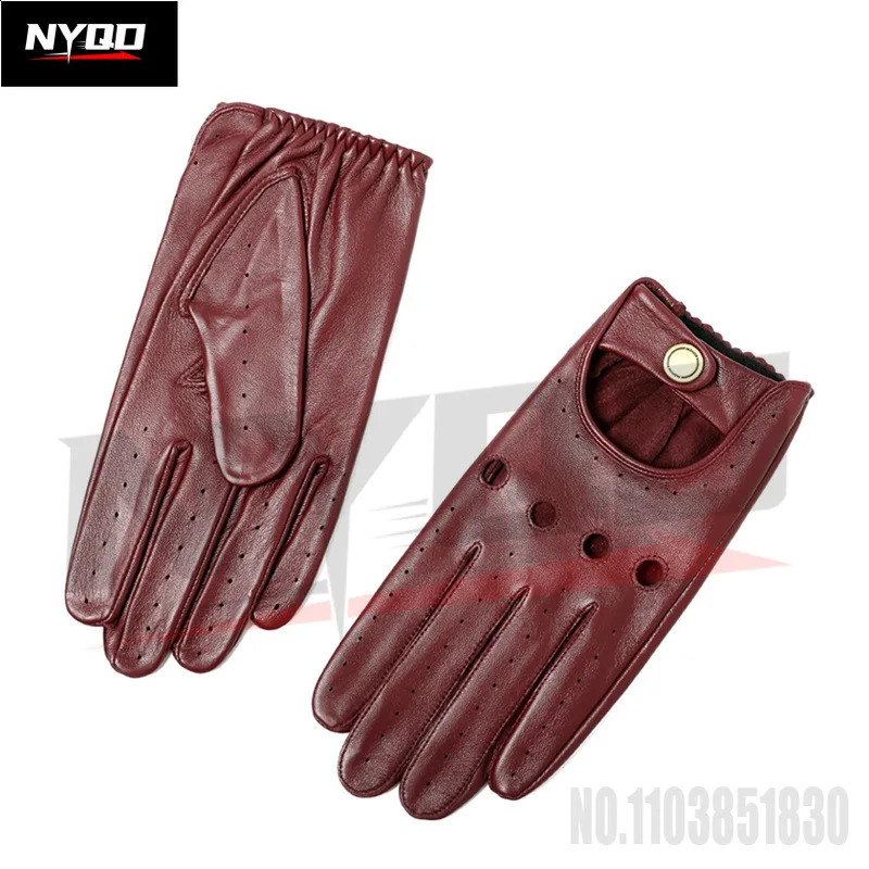 Arrival Mens Genuine Leather Gloves Sheepskin Gloves Fashion Men Black Breathable Driving Gloves For Male Mittens 251027