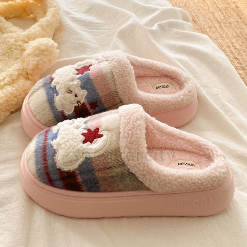 designer slides cozy warm cotton slippers stylish ladies winter indoor outdoor fuzzy cartoon slippers soft faux fur flats home shoes size 36-41