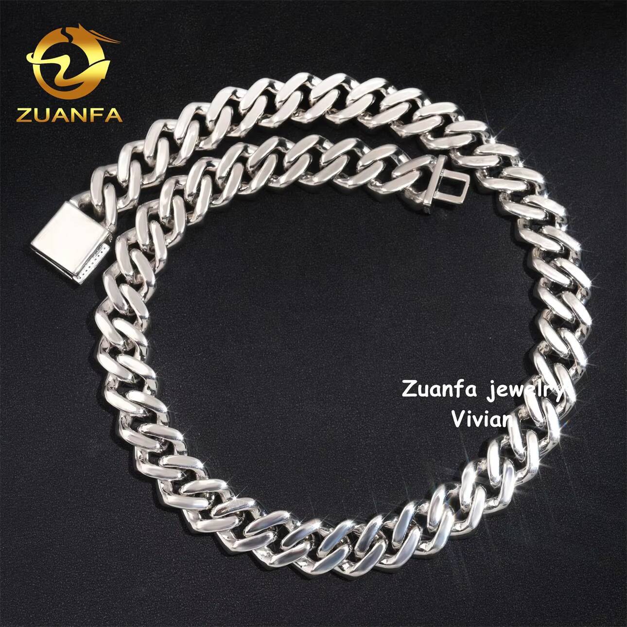 D Color VVS Moissanite Diamond 925 Sterling Silver 18MM Iced Cuban Link Chain Hip Hop Jewelry Men Cuban Link Chain Necklace