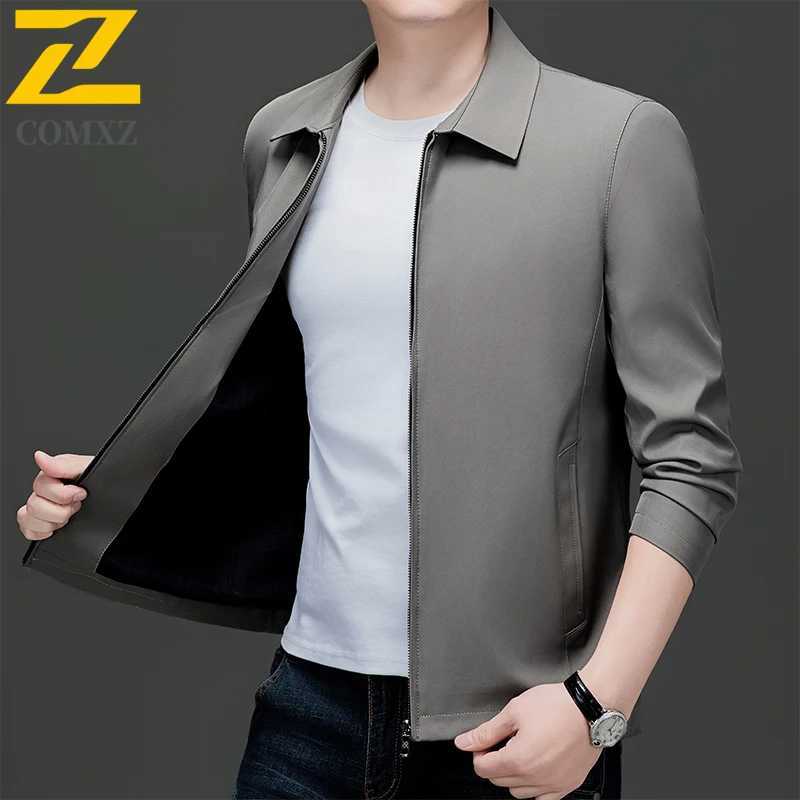 Brand Mens Jacket Autumn 2025 Business Casual Waterproof Lapel Collar Jackets Men Fashion Clothing Solid Color Windproof Coat J251028