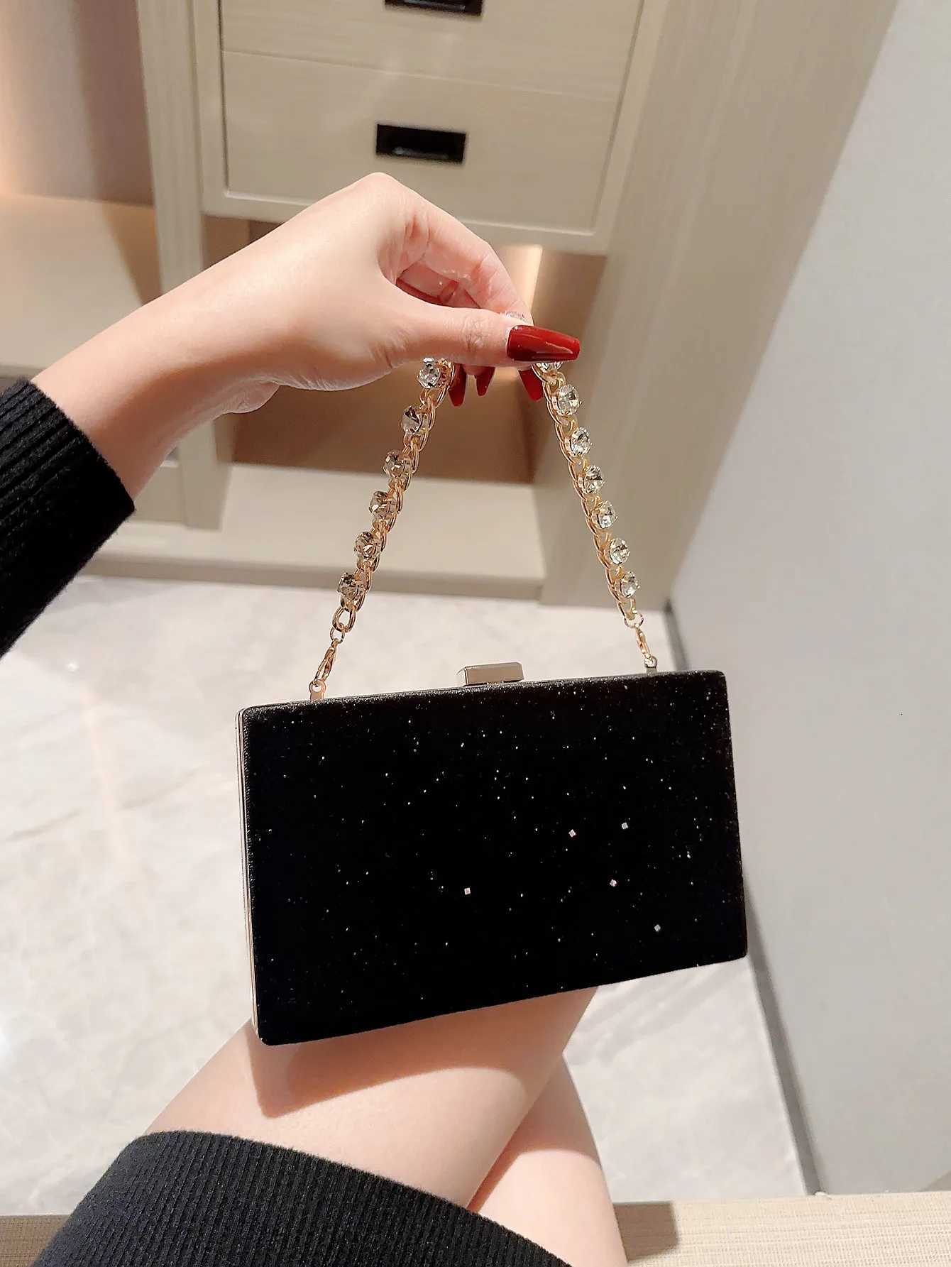 Women Square Evening Bag Shiny sequin Embellished Banquet Bag Handheld Handbag Evening Bag Dress Bag Party Bag Prom Bag Chain Bag H251027