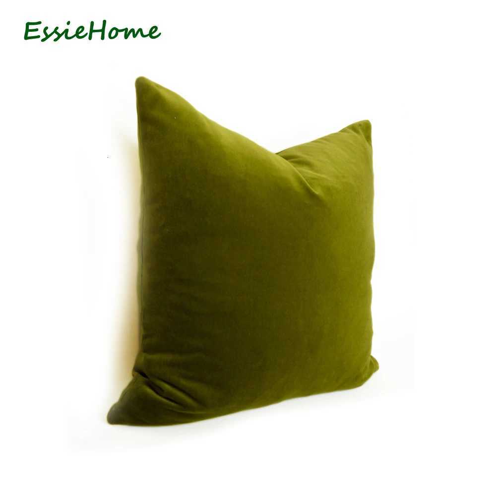 Pillow Case ESSIE HOME Luxury Olive Green Cotton Velvet Cushion Cover Case Lumbar Case C251028