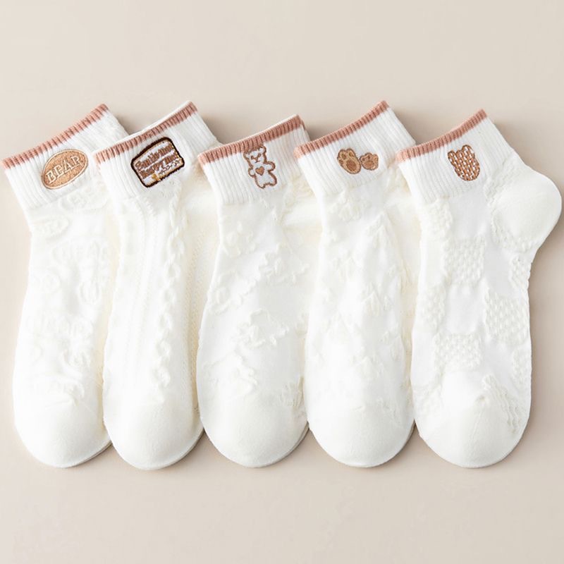 OC-David 511001 College Socks Women's Short Shallow Mouth Cute Short Tube Socks White Boat Socks Wholesale and Customization