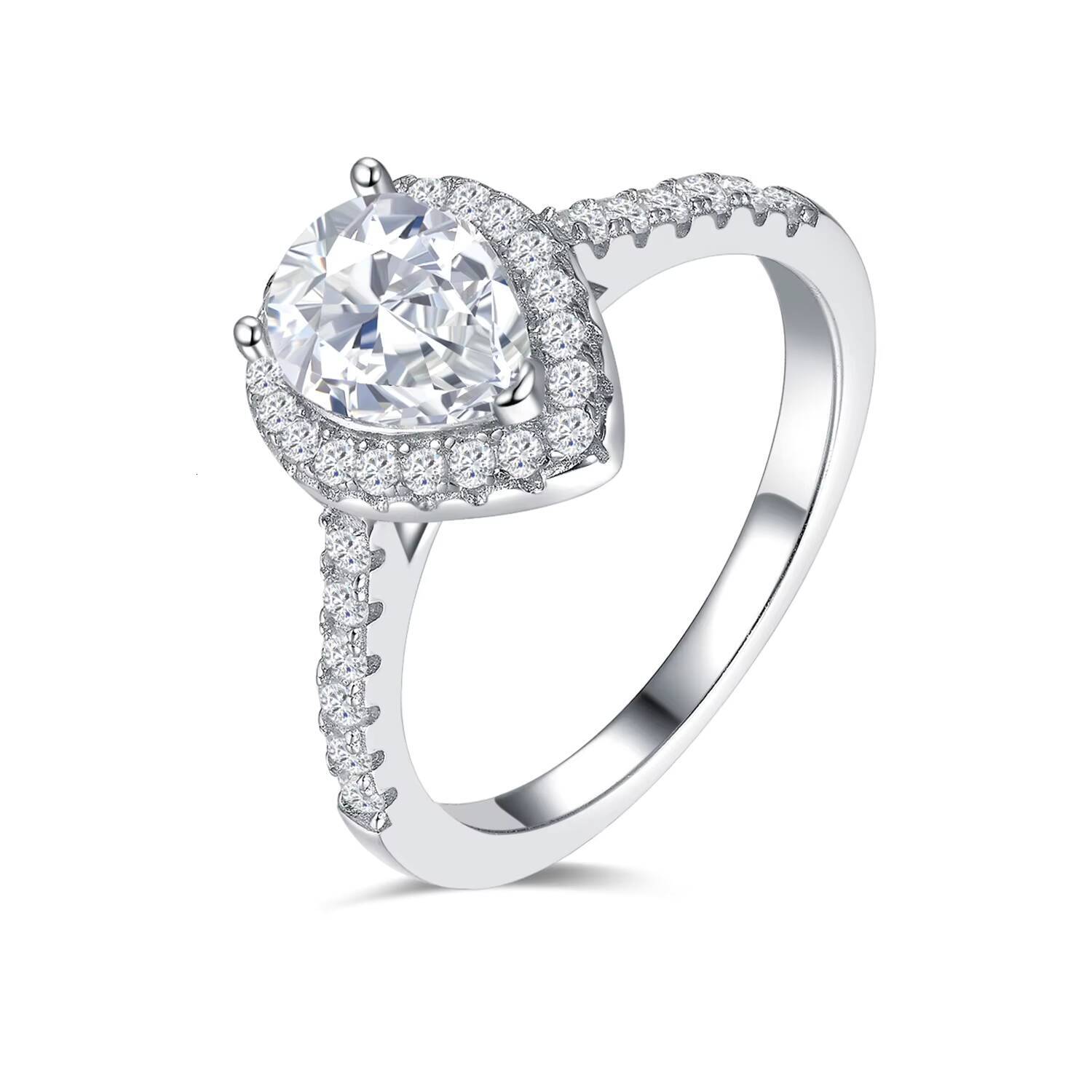 Custom Jewelry Wedding Engagement 925 Silver GRA 68mm VVS Pear Moissanite Ring Women