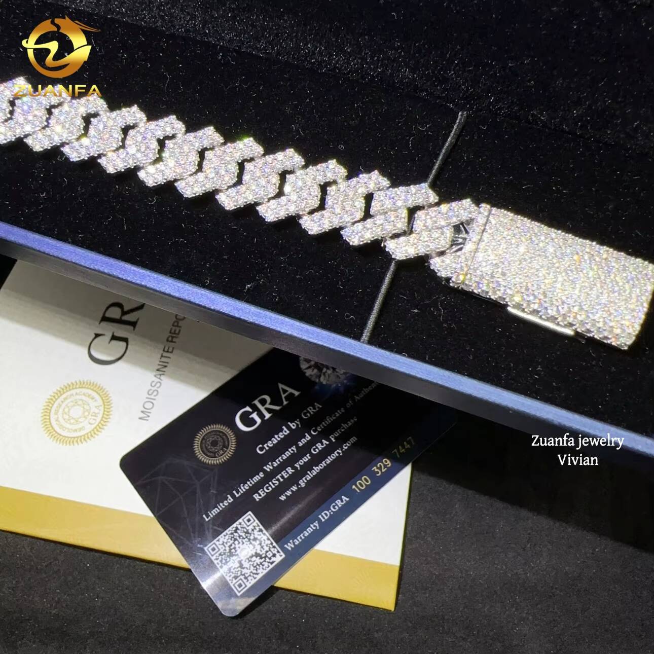 Fine Jewelry Sterling Silver 925 Vvs Moissanite Pass Diamond Tester Iced Out Lab Diamond Jewelry 13mm Cuban Link Chain Bracelet