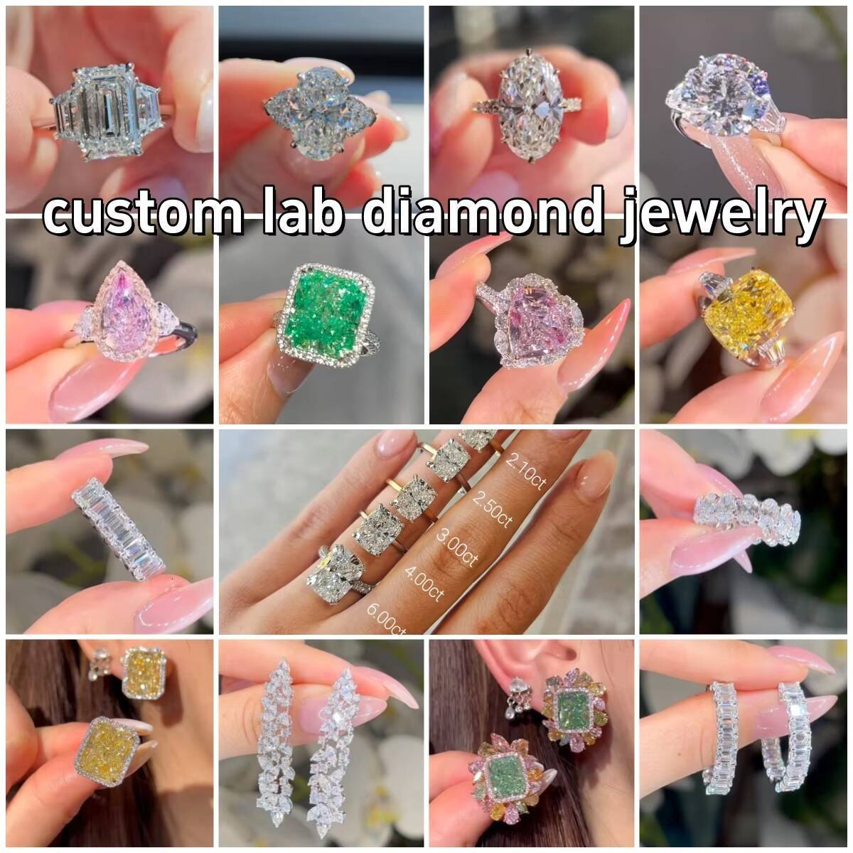 High Quality IGI Certificate 10k Solid Gold Emerald Cut Eternity Band Lab Grown Diamond Engagement Ring