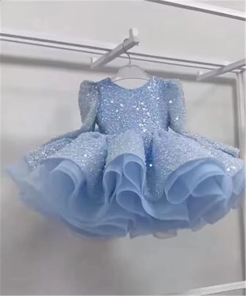 Girls Sparkly Pink Tutu Dress Princess Flower Girl Dresses for Birthday Wedding Host Kid Clothes Eid Occasions Cute Glittery 251023