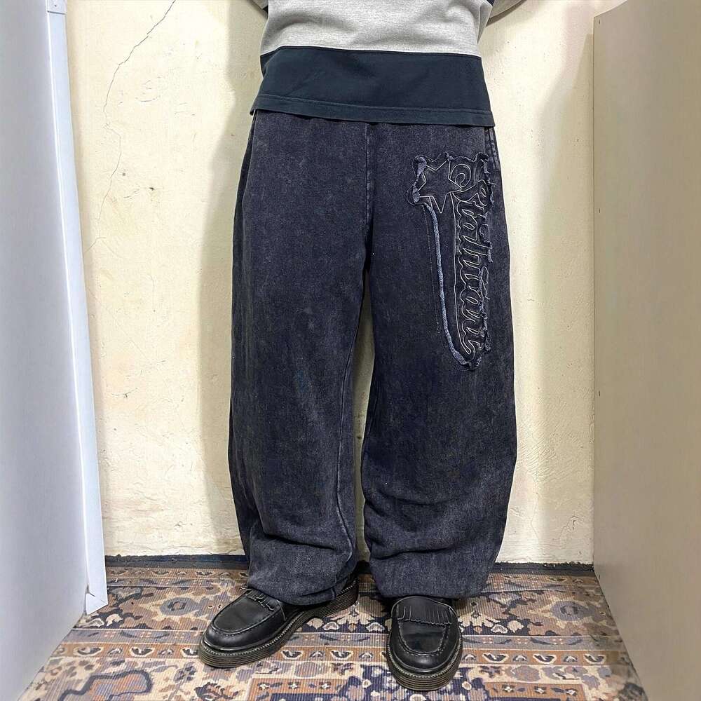 Autumn Winter New Fashion Gothic Washed Wide-Leg Ins Harajuku Stretch Casual Long Pants Versatile Clothing